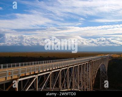 Rio Grande Gorge steel bridge in northern New Mexico (close to Taos Pueblo). Stock Photo