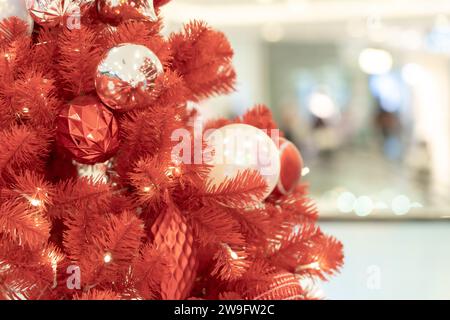 abstract blur image of  shopping mall background with Christmas decorations Stock Photo