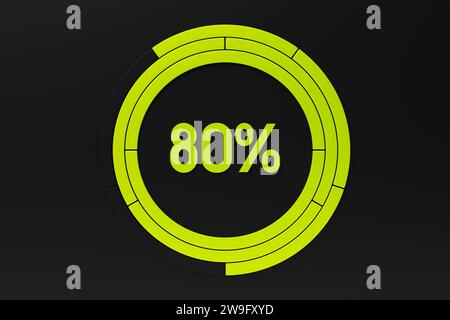 Energy meter, battery indicator and  charging progress with percentage 3D  template. Energy control measurement panel, car dashboard Stock Photo