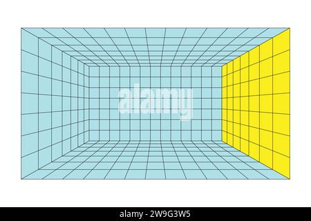 Perspective grid room background vector illustration. Stock Vector