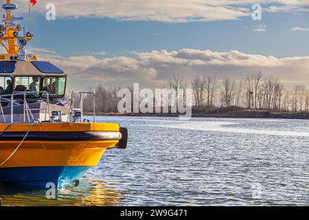 Canadian Pilot boat in Steveston harbour British Columbia Canada Stock Photo