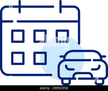 Car reservation app. Calendar and vehicle. Pixel perfect, editable stroke Stock Vector