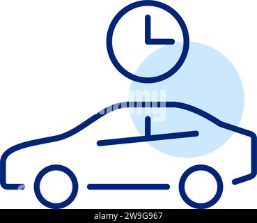 Hourly car rent services. Pixel perfect, editable stroke Stock Vector