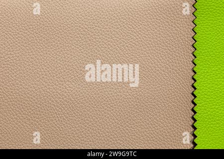 Background image of two pieces of multi-colored leather. Stock Photo