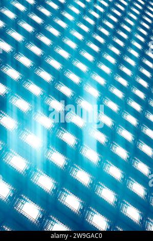 abstract pattern geometric with lights, slanted squares blue Stock Photo