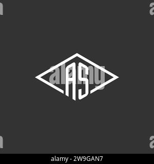 Initials AS logo monogram with simple diamond line style design vector graphic Stock Vector