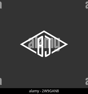 Initials BJ logo monogram with simple diamond line style design vector graphic Stock Vector