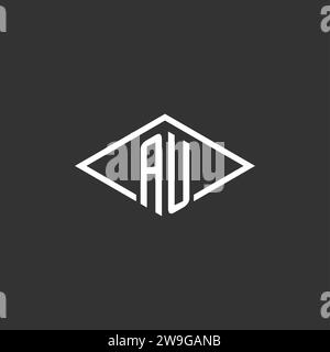 Initials AU logo monogram with simple diamond line style design vector graphic Stock Vector