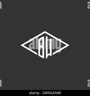 Initials BW logo monogram with simple diamond line style design vector graphic Stock Vector