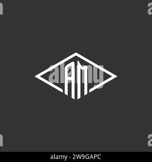 Initials AM logo monogram with simple diamond line style design vector graphic Stock Vector