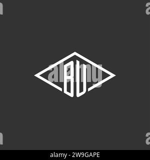 Initials BU logo monogram with simple diamond line style design vector graphic Stock Vector