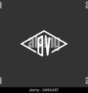 Initials BV logo monogram with simple diamond line style design vector graphic Stock Vector