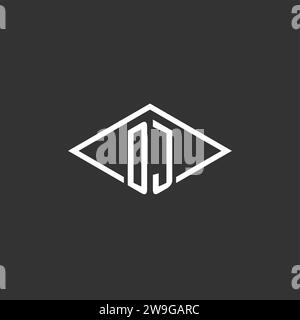 Initials DJ logo monogram with simple diamond line style design vector graphic Stock Vector