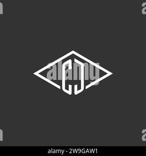 Initials CJ logo monogram with simple diamond line style design vector graphic Stock Vector