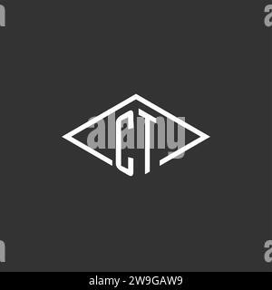 Initials CT logo monogram with simple diamond line style design vector graphic Stock Vector