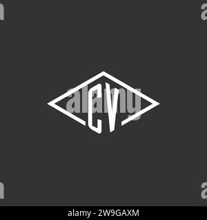 Initials CV logo monogram with simple diamond line style design vector graphic Stock Vector