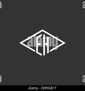 Initials EH logo monogram with simple diamond line style design vector graphic Stock Vector