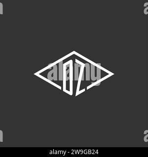 Initials DZ logo monogram with simple diamond line style design vector graphic Stock Vector