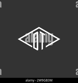 Initials DT logo monogram with simple diamond line style design vector graphic Stock Vector
