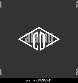 Initials CD logo monogram with simple diamond line style design vector graphic Stock Vector