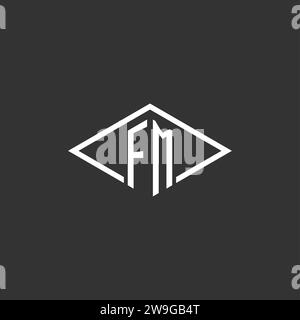Initials FM logo monogram with simple diamond line style design vector graphic Stock Vector