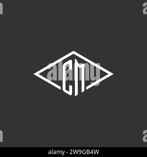 Initials CM logo monogram with simple diamond line style design vector graphic Stock Vector