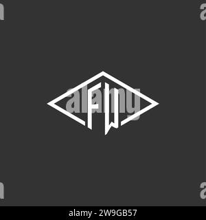 Initials FW logo monogram with simple diamond line style design vector graphic Stock Vector