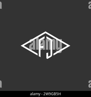 Initials FJ logo monogram with simple diamond line style design vector graphic Stock Vector
