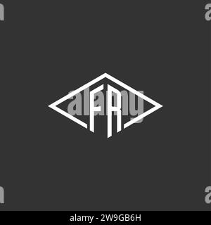 Initials FR logo monogram with simple diamond line style design vector graphic Stock Vector