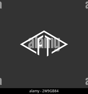 Initials FT logo monogram with simple diamond line style design vector graphic Stock Vector