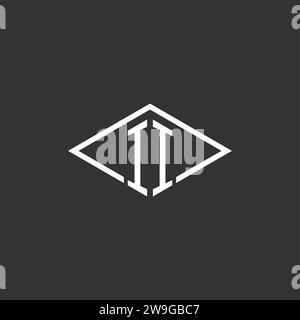 Initials II logo monogram with simple diamond line style design vector graphic Stock Vector