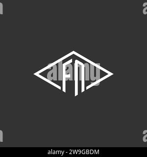 Initials FN logo monogram with simple diamond line style design vector graphic Stock Vector