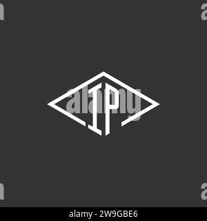 Initials IP logo monogram with simple diamond line style design vector graphic Stock Vector