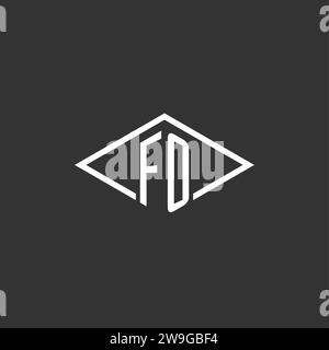 Initials FO logo monogram with simple diamond line style design vector graphic Stock Vector