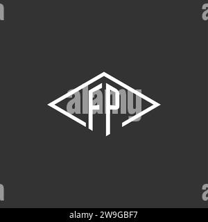 Initials FP logo monogram with simple diamond line style design vector graphic Stock Vector