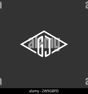 Initials GJ logo monogram with simple diamond line style design vector graphic Stock Vector