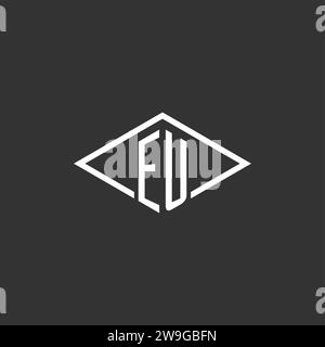 Initials EU logo monogram with simple diamond line style design vector graphic Stock Vector