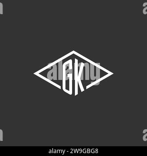 Initials GK logo monogram with simple diamond line style design vector graphic Stock Vector