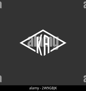 Initials KA logo monogram with simple diamond line style design vector graphic Stock Vector