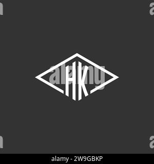 Initials HK logo monogram with simple diamond line style design vector graphic Stock Vector