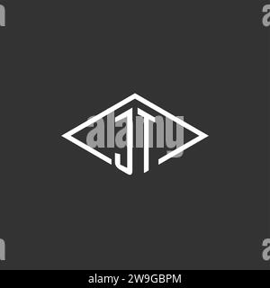 Initials JT logo monogram with simple diamond line style design vector graphic Stock Vector