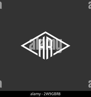 Initials HR logo monogram with simple diamond line style design vector graphic Stock Vector