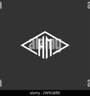 Initials HM logo monogram with simple diamond line style design vector graphic Stock Vector
