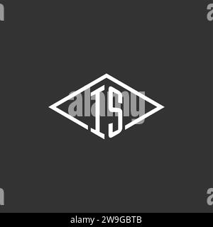 Initials IS logo monogram with simple diamond line style design vector graphic Stock Vector