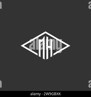 Initials MH logo monogram with simple diamond line style design vector graphic Stock Vector