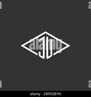 Initials JU logo monogram with simple diamond line style design vector graphic Stock Vector