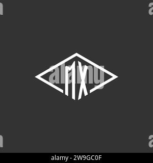 Initials MX logo monogram with simple diamond line style design vector graphic Stock Vector