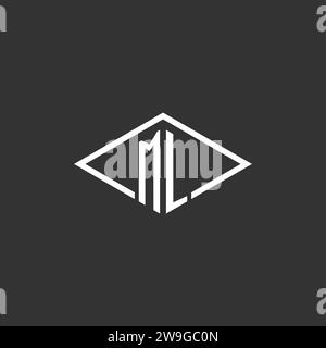 Initials ML logo monogram with simple diamond line style design vector graphic Stock Vector