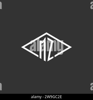 Initials MZ logo monogram with simple diamond line style design vector graphic Stock Vector