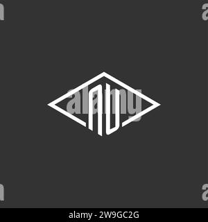 Initials NU logo monogram with simple diamond line style design vector graphic Stock Vector